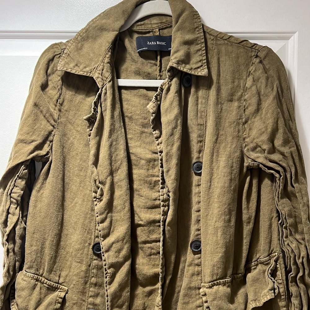 XS olive green Zara light overcoat